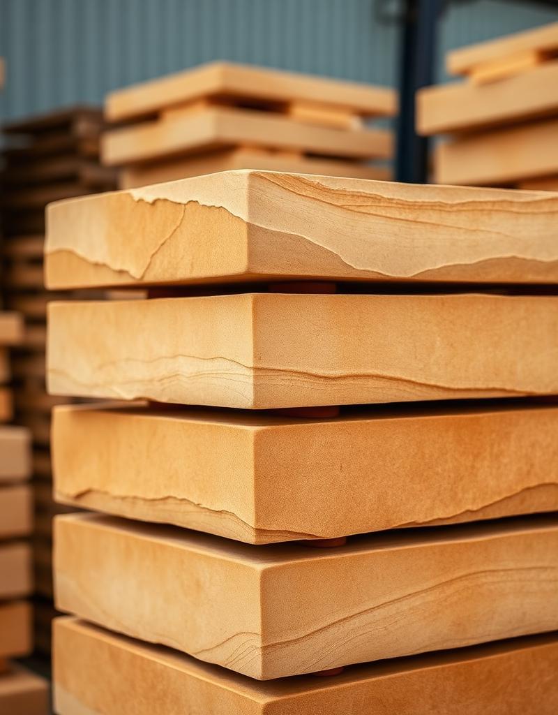 Premium sandstone blocks stacked at Sandstone World yard