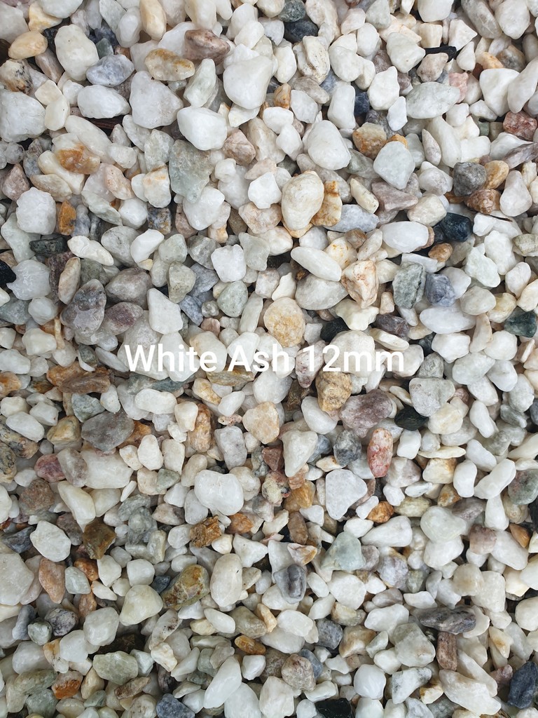 White Ash 12mm pebbles close-up