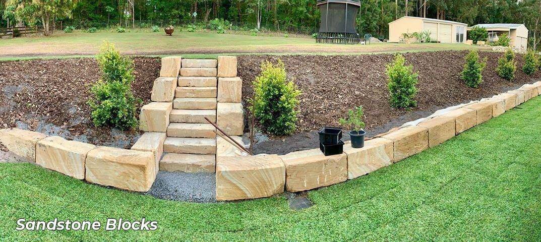Stacked sandstone blocks ready for delivery Brisbane