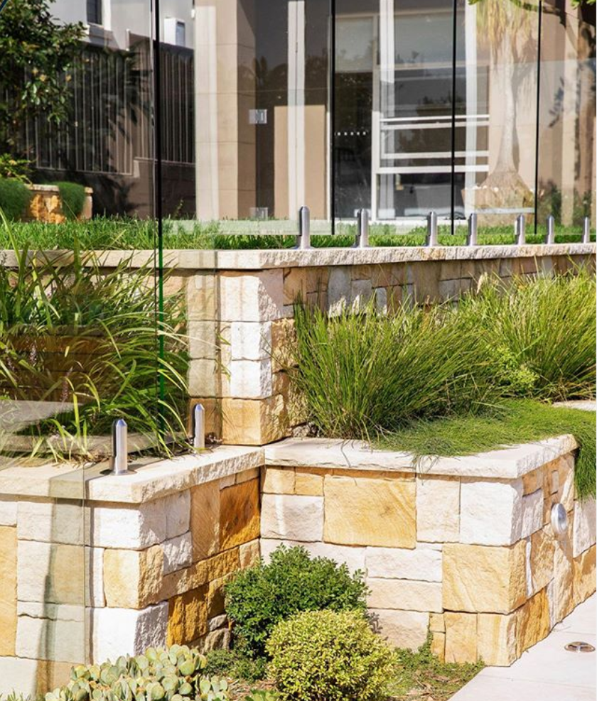 Colonial Banded sandstone cladding landscape project
