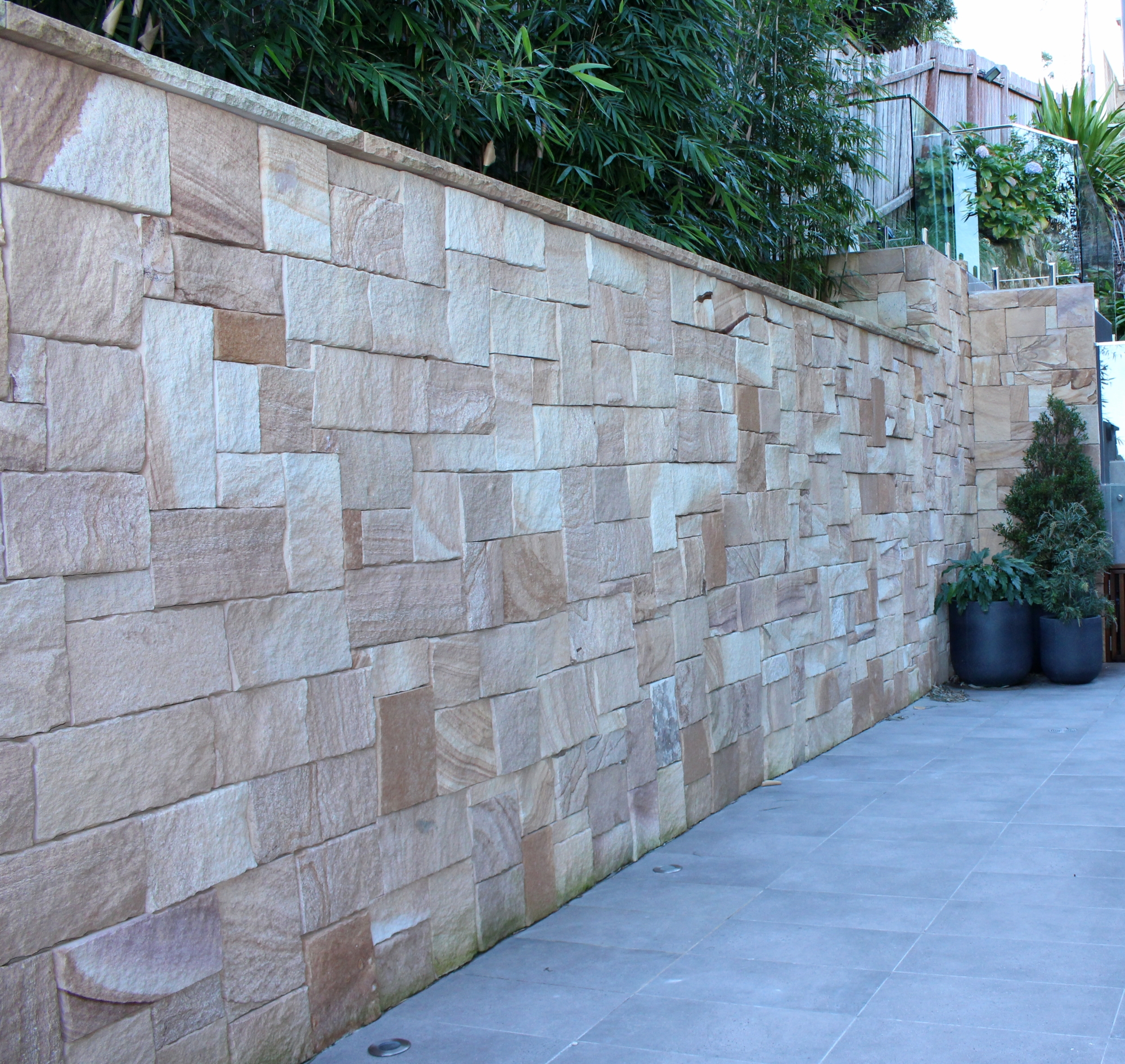 Colonial Ranch sandstone cladding feature wall detail