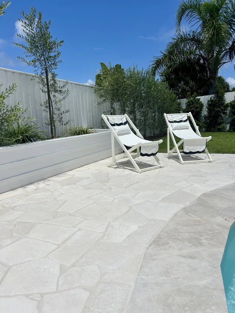 Hotham limestone crazy paving pool tiles