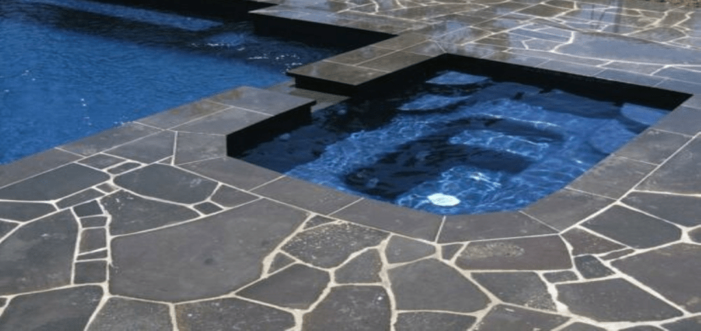 Iluka bluestone crazy paving swimming pool project