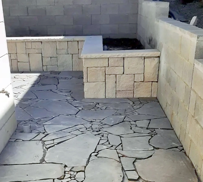 Iluka bluestone crazy paving garden design