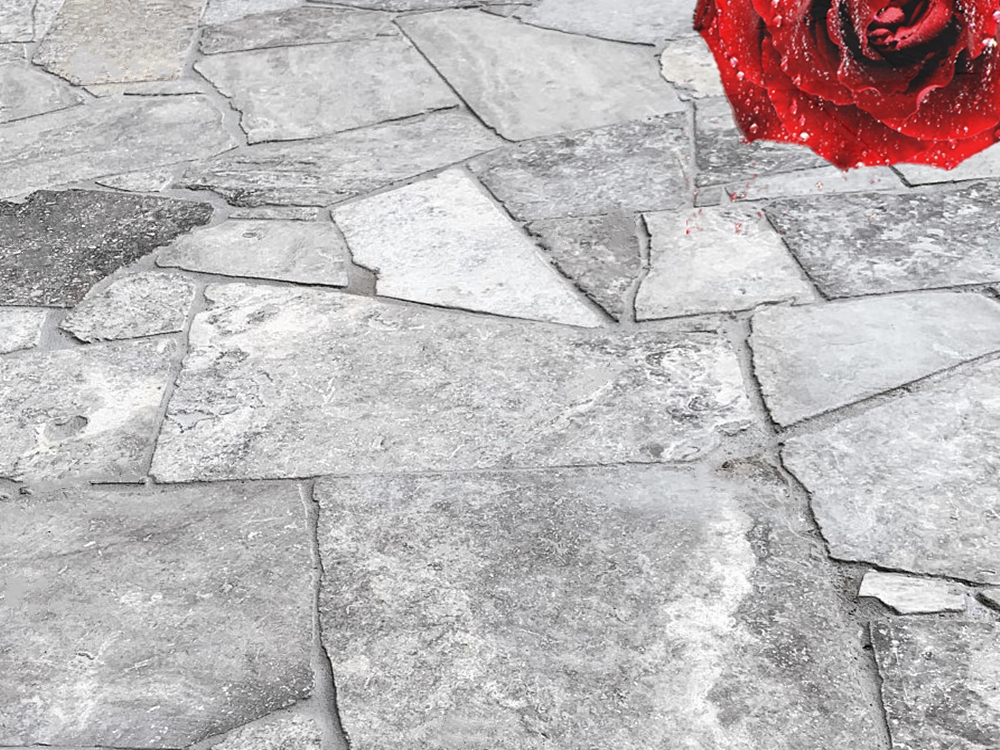 Silver travertine crazy paving landscape project
