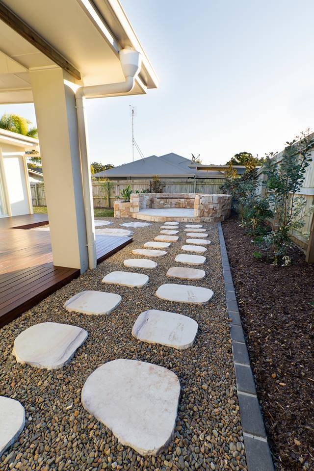 Irregular shaped sandstone stepping stones for garden paths Brisbane