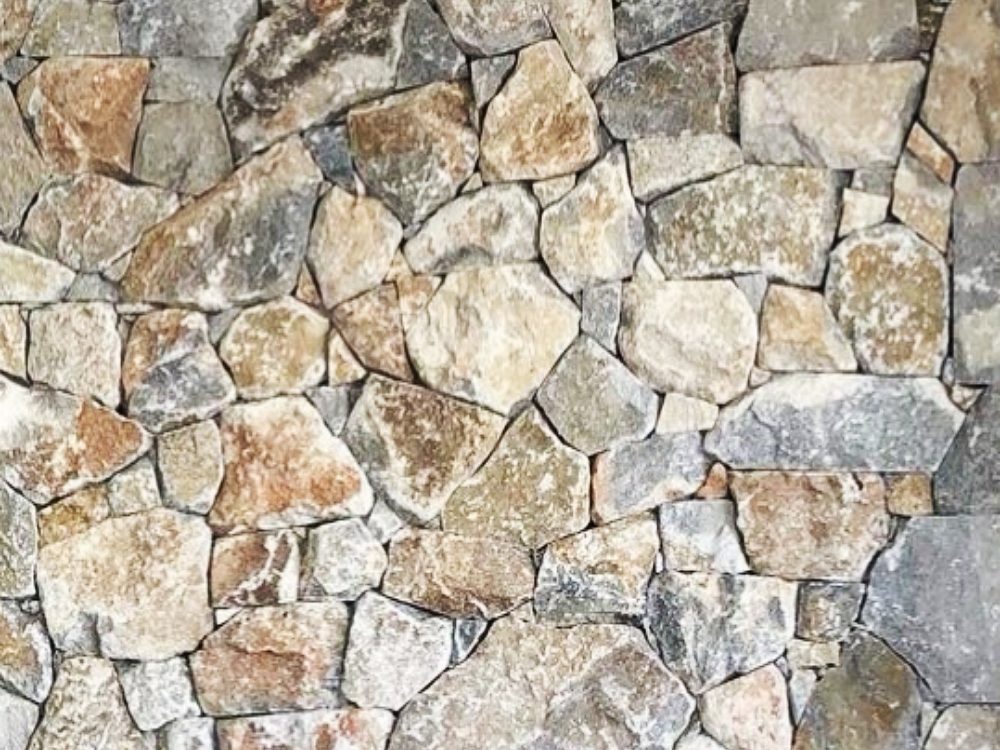Burra irregular walling quartz stone installed