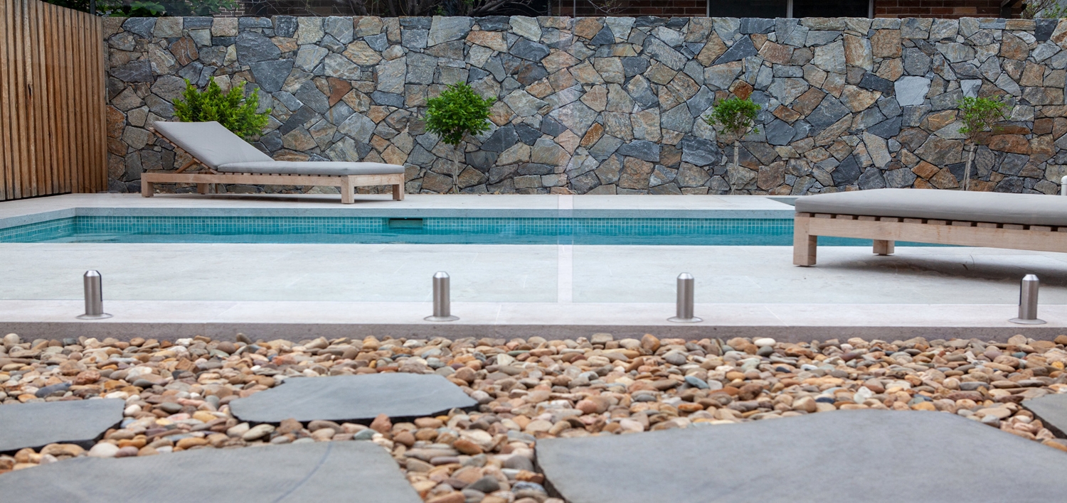 Eyre stone cladding with bluestone steppers pool area