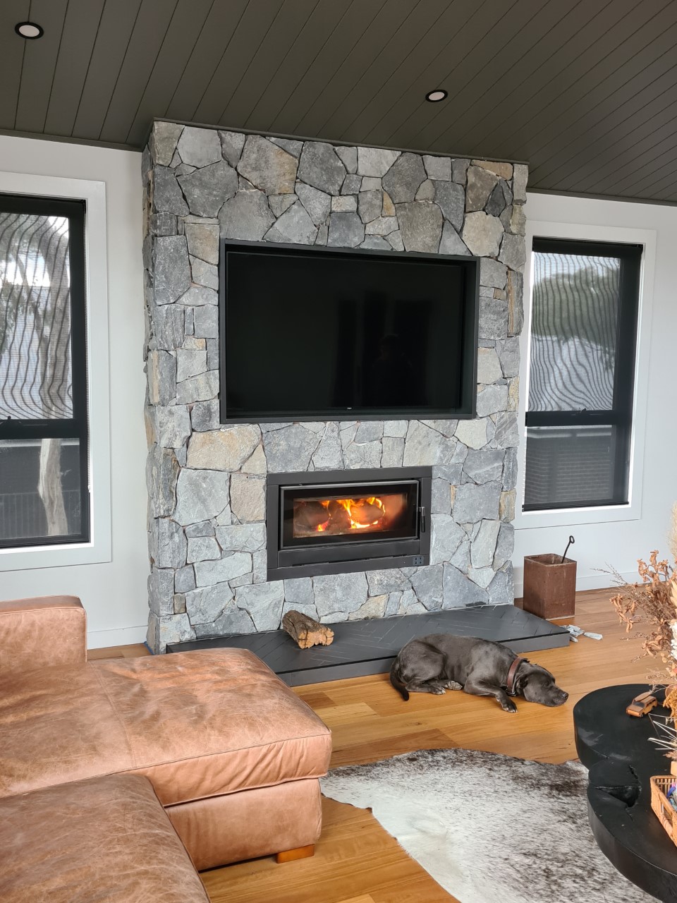 Eyre irregular walling fireplace feature project