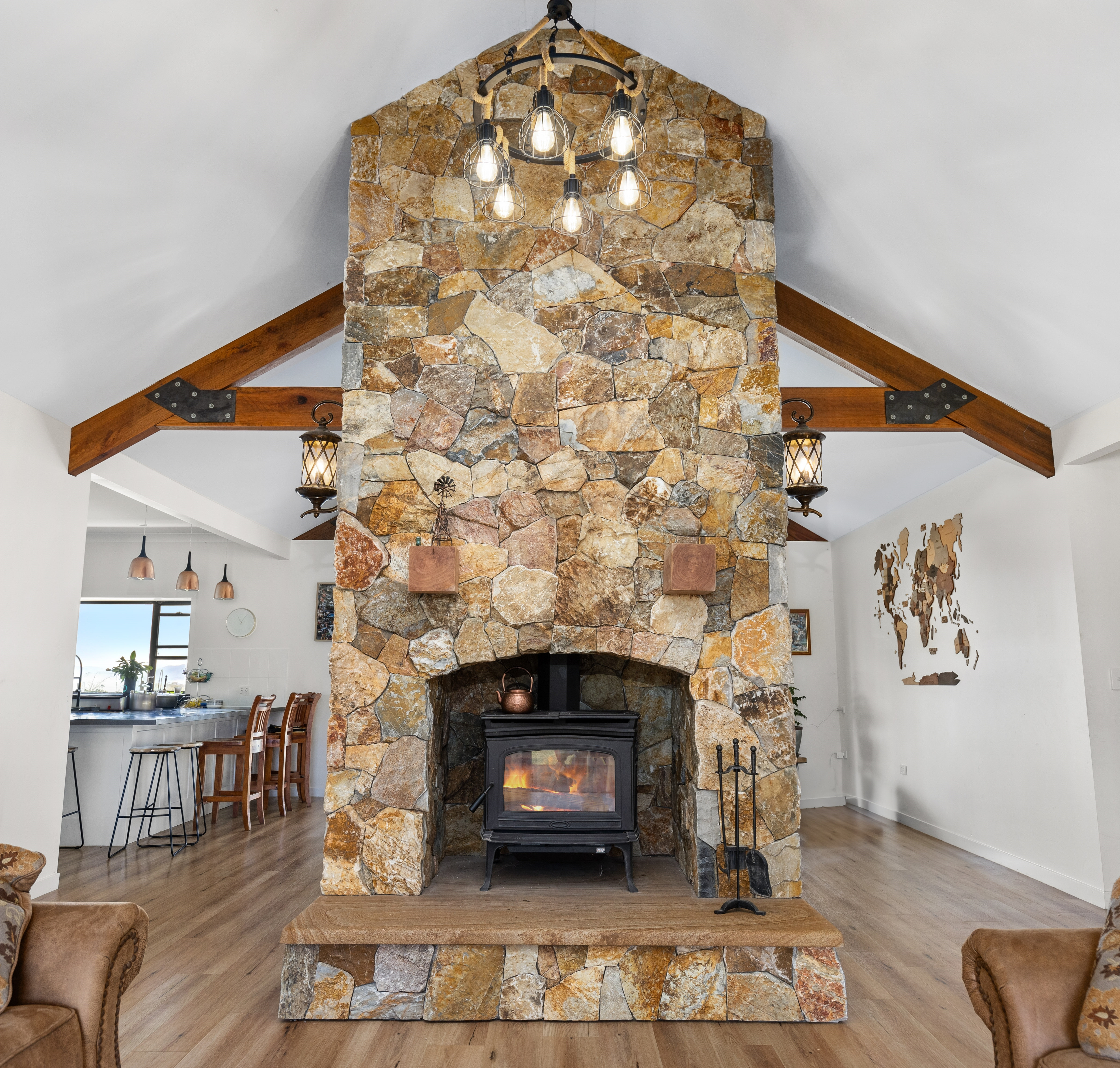 Laverton irregular limestone walling fireplace feature