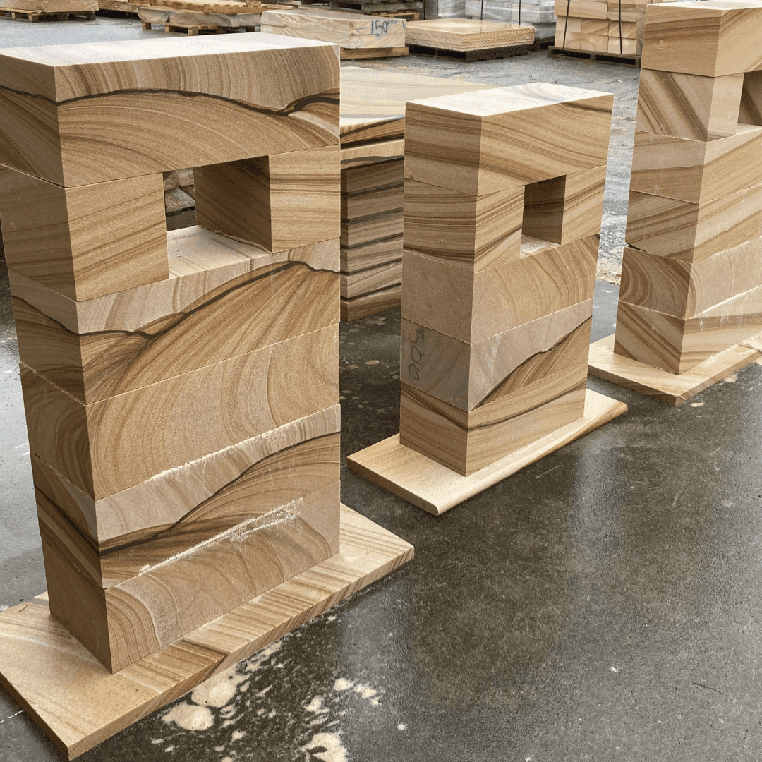 DIY sandstone letterbox kit components ready to assemble