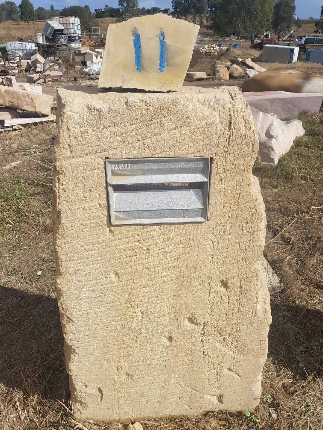 Rustic sandstone letterbox natural split face Brisbane