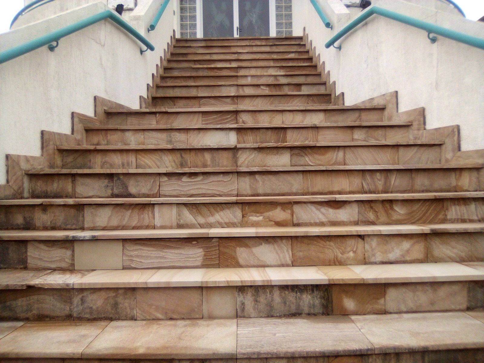 Sandstone paver colour variations showing natural stone range