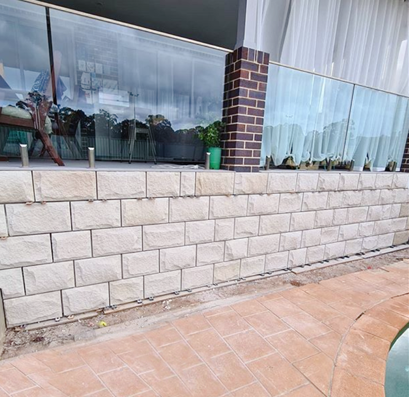 Rockfaced Foster sandstone cladding stone texture closeup