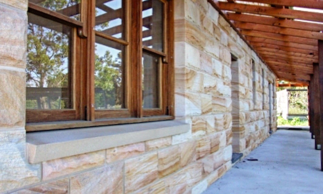 Rockfaced Ranch sandstone residential stone house exterior