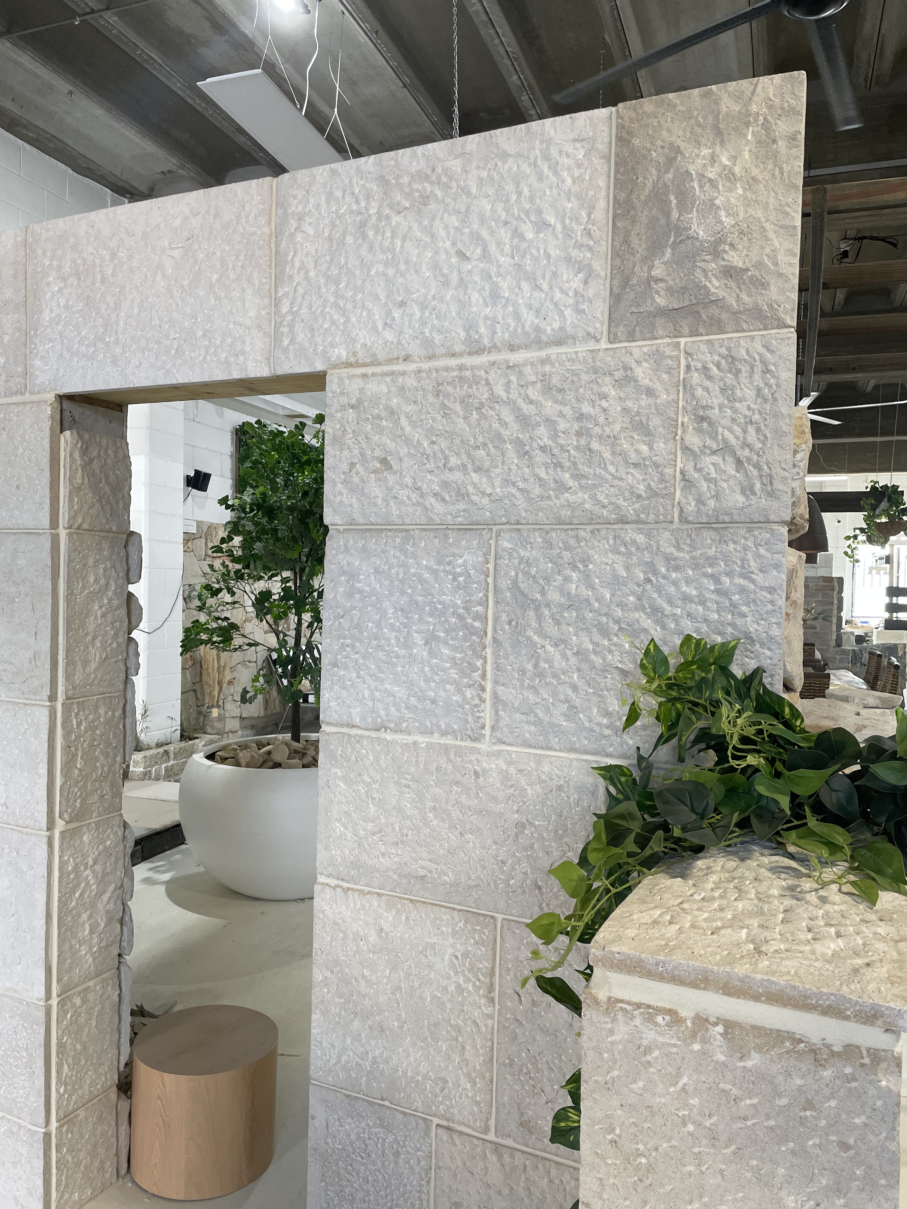 Sarina Lodge limestone walling with corners