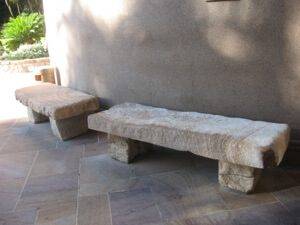 Rustic sandstone seat natural finish garden bench Gold Coast