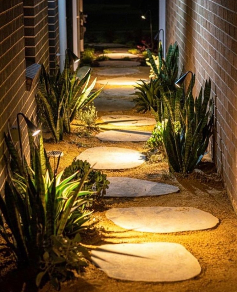 Natural stone stepping stones garden path Brisbane