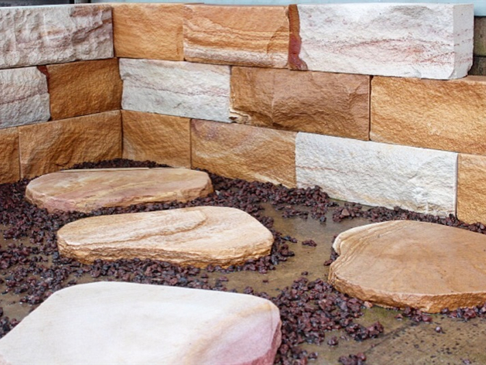 Sandstone stepping stone close-up texture