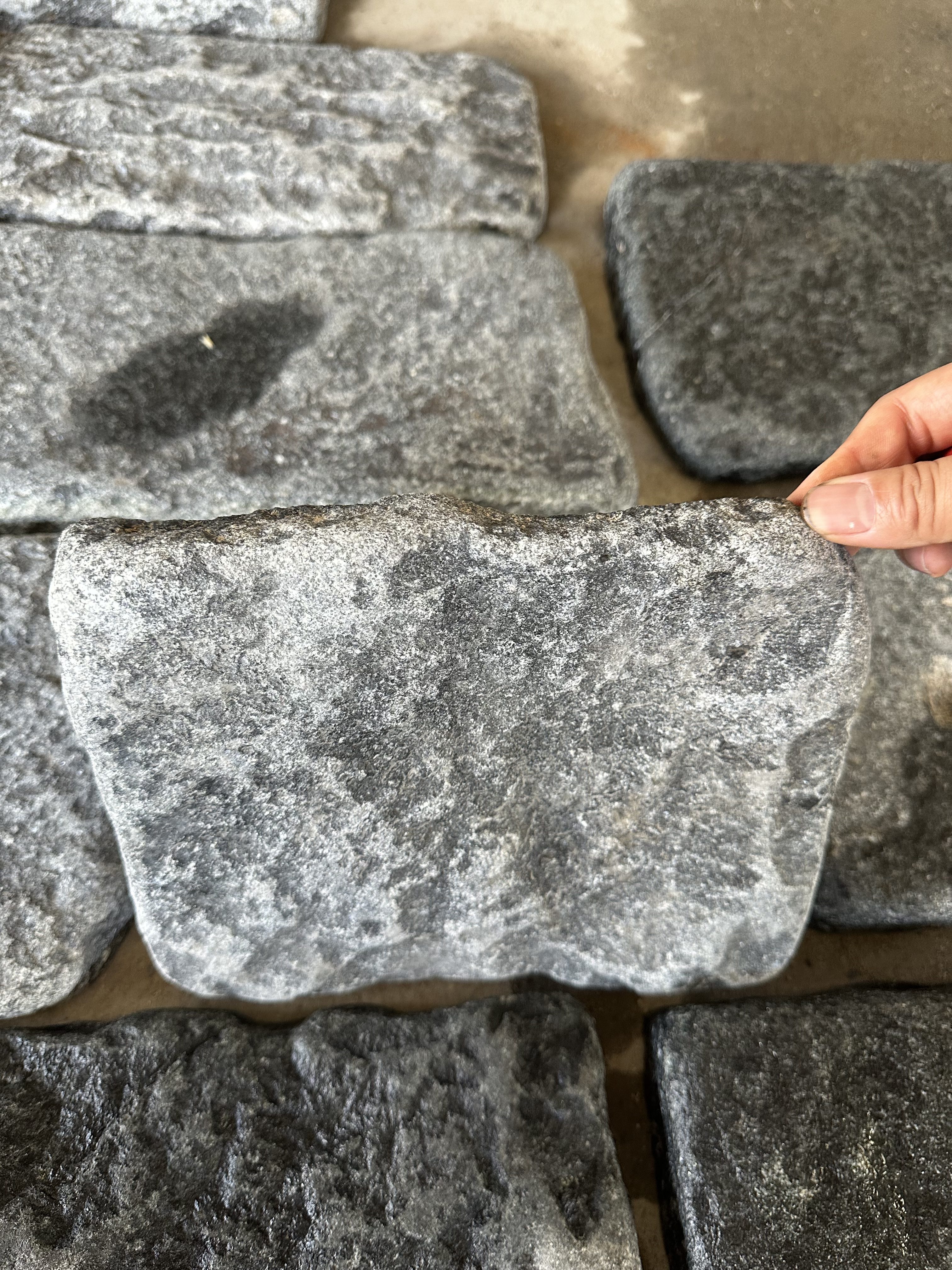 Yulara bluestone split face cladding stones close-up